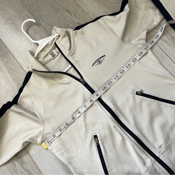 Abercrombie & Fitch Jacket full zip sporty womens Cream (small) athleisure retro - Picture 3 of 6